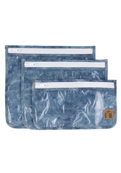 Bumkins Şeffaf Seyahat Çantası - Crushed Denim Mavi
