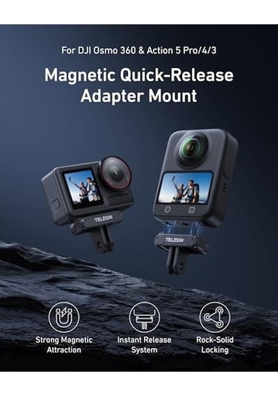 Telesin Manyetik Adaptör Djı Action 5 /4/3 Için Bağlantı Adaptörü İle Hızlı Bırakma Adaptörü
