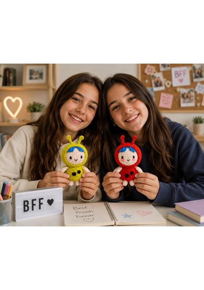 Bakgelal Hello Adorable Uğur Böceği Amigurumi Yapım Kiti, 2'li Bff Crochet Seti