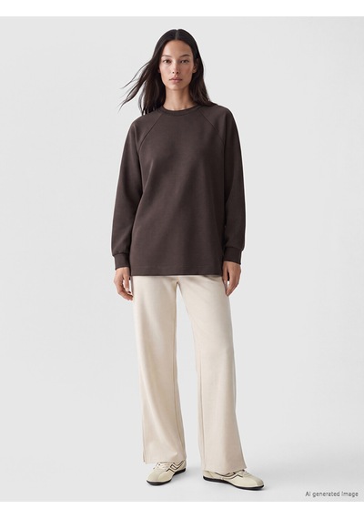 LC Waikiki Lc Waıkıkı Kahverengi Soft Touch Oversize Kadın Sweatshirt Tunik