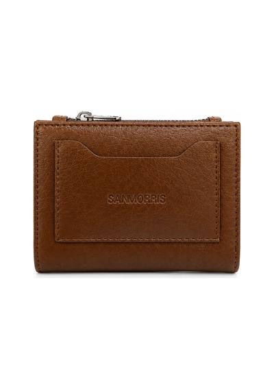 Sanmorris Unisex Fermuarlı Kartlık Çok Gözlü Kompakt Cüzdan S-2006 Taba Mat