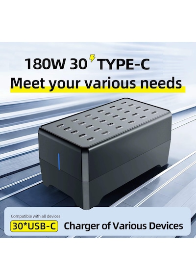 30 Port Type-c Çoklu Şarj İstasyonu 180w 30a Otel Ps Kafe Toplu Şarj Cihazı Wt268e