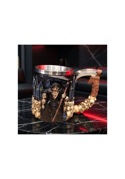 5 Adet İskelet Kupa Bardak 3d Tasarımlı Dekoratif Hediyelik Kupa, İç Çelik Mug Skull