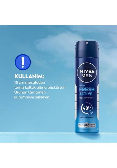 Erkek Sprey Deodorant Fresh Active 150 Ml,ter Kokusuna Karşı 48 Saat Koruma,okyanus Özleri,uzun Süren Ferahlık,alüminyum İçermeyen Formül 2 Paketi