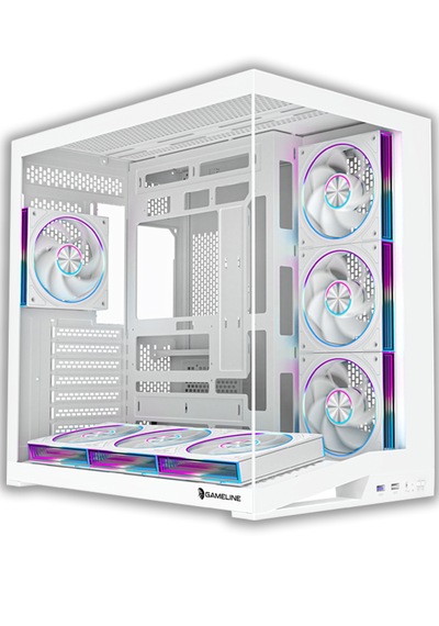 Gameline Leon V2 Grand Premium 7x ARGB PWM Fan Ultra Airflow ATX Gaming Bilgisayar Kasası Beyaz