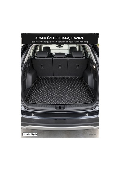 Renault Kadjar 2016-2019 Uyumlu 8d Tek Katmanlı Paspas + 5d Bagaj Havuzu Seti Siyah