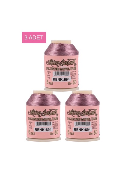 3 Adet Altınbaşak Oya Ve Dantel İpi 20 Gr - Royaleks - No: 694