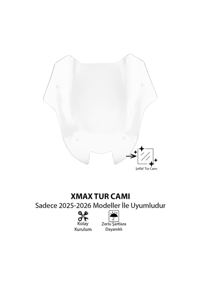 Yamaha Xmax Uyumlu Sport Tur Camı 2025-2026 Şeffaf
