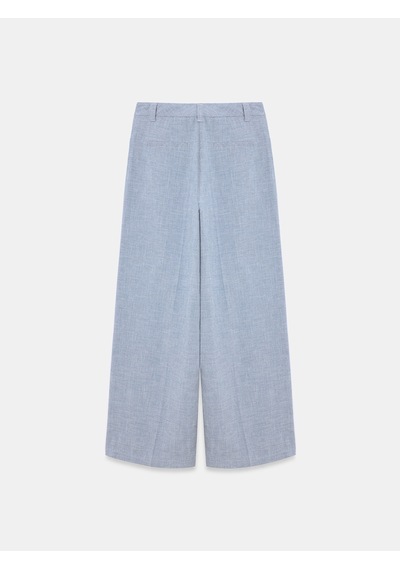DİLVİN 72728 Keten Karışımlı Geniş Paça Pantolon-mavi