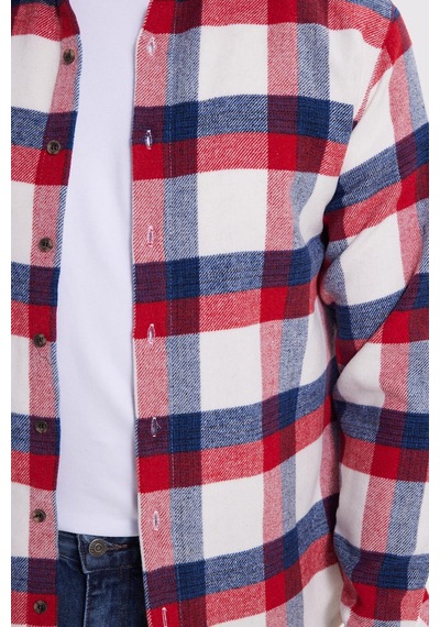 Tudors Erkek Slim Fit Dar Kesim Kareli Kışlık Oduncu Gömlek-42224 Kırmızı Tudors Erkek Slim Fit Dar Kesim Kareli Kışlık Oduncu Gömlek-42224 Kırmızı