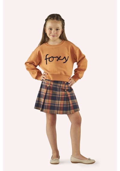 Kız Çocuk Nakış Detaylı Kiremit Sweatshirt 5981644