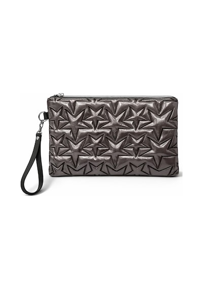 Adelina Bags Yıldız Nakış İşlemeli Portföy El Çantası Bilek Askılı Saten Astarlı Clutch Çanta Platin
