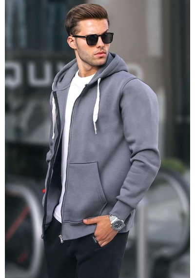 Madmext Füme Kapüşonlu Regular Fit Erkek Sweatshirt 6140-füme Füme