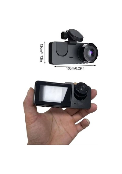 Araç İçi Dikiz Kamerası Sürüş Kaydedici 3 Lensli Dvr Kamera 24531194