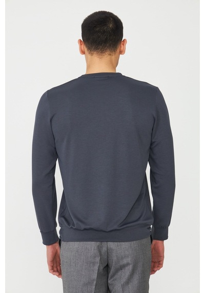 White Stone Antrasit Basic Bisiklet Yaka Erkek Sweatshirt Antrasit