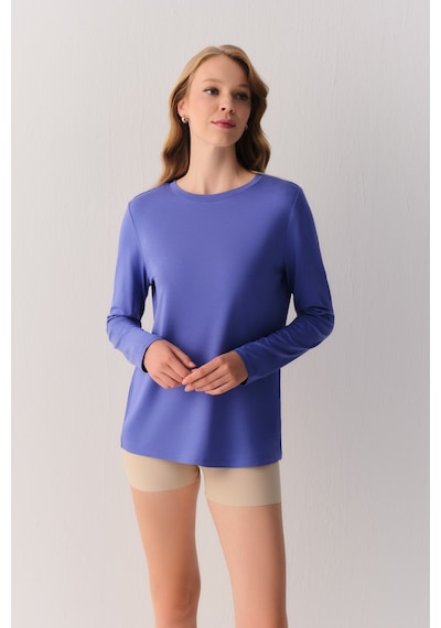 Suwen Essence Nights Uzun Kollu T-shirt Sh26901607s015 Mavi