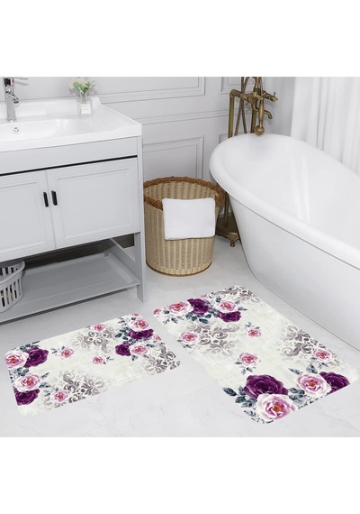 Rovigo Home Baskılı Kaymaz Taban 2 Li Banyo Paspas Takım Rvg5075-100X60-60X50 Çok Renkli