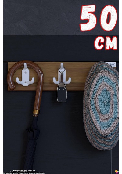 Arı 9 Kancalı Hol Askısı 3'lü Set 46,4x9,6 Cm - Şık Tasarım, Çok Amaçlı Düzenleyici Ve Yer Tasarrufu 50 Cm