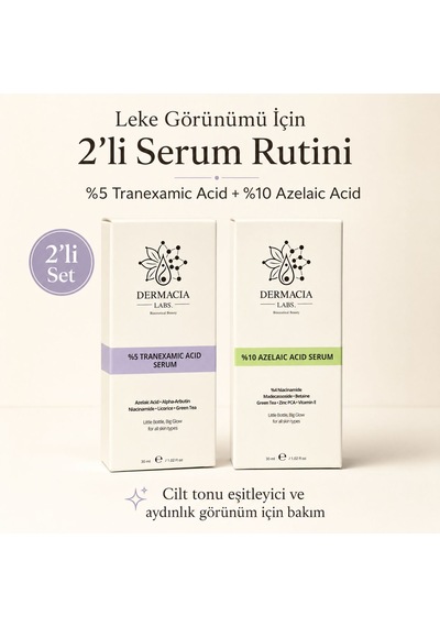 Leke Görünümü Karşıtı 2 Li Serum Seti %5 Traneksamik Asit + %10 Azelaik Asit Aydınlatıcı