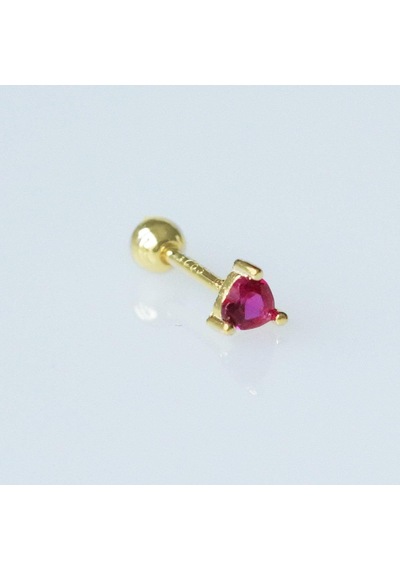 Mini Kalp Pembe Zirkon Taşlı Gold Kaplama Gümüş Tragus Gümüş