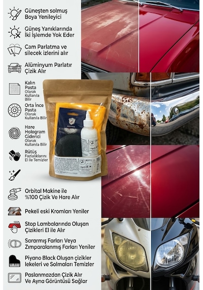 Abrias Nx15 Focus Pocus 170gr Güneş Solması Krom Boya Stop Far Yenileyici Ve Çizik Alma Kremi