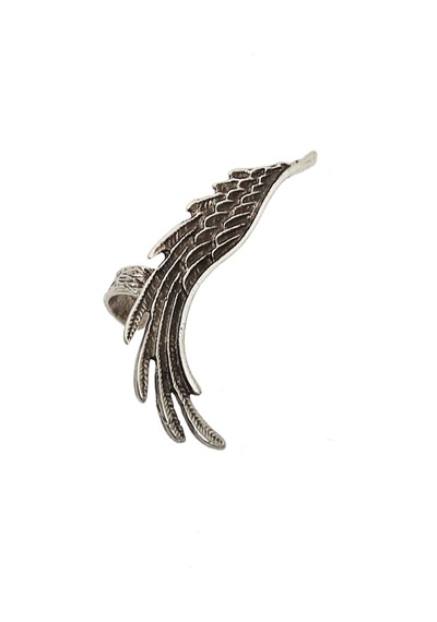 Kadın Antik Gümüş Kaplama Çivili Ve Sıkıştırmalı Model Ear Cuff Sol Kulak Melek Kanadı Küpe Gümüş