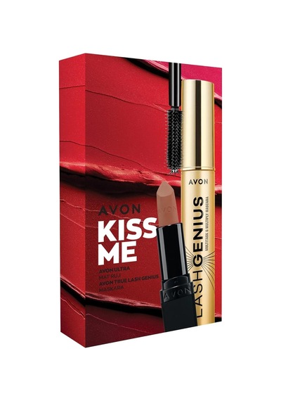 Avon True Lash Genius Maskara 5 Etkili Maskara Blackest Black + Kiss Me Ultra Mat Ruj Marvellous Mocha