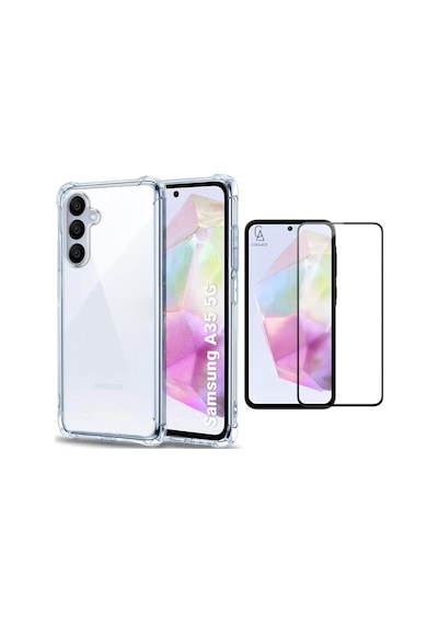 Samsung Galaxy A35 Uyumlu Köşe Dolgulu Anti Shock Telefon Kılıfı Ve 5d Kırılmaz Cam Ekran Koruyucu