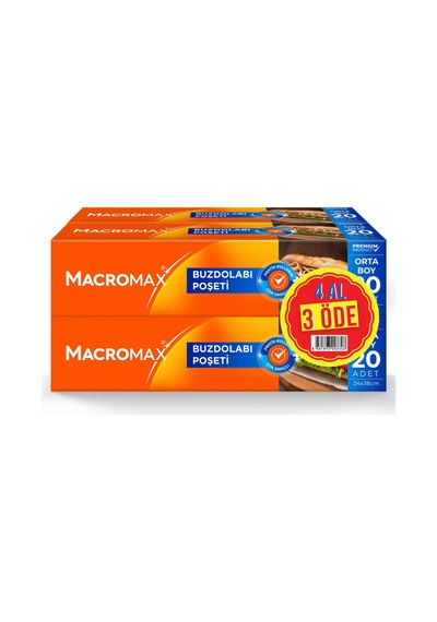 Macromax Buzdolabı Poşetı 3+1 Orta Boy 80'li - 5 Adet Tarı