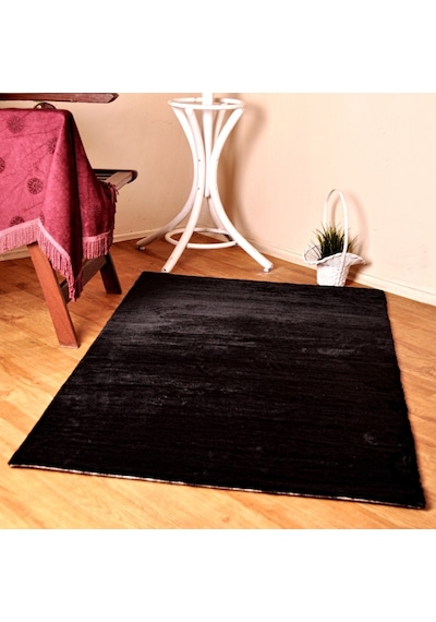 Re x  Tavşanı Kısa Tüylü Post Peluş Halı Siyah