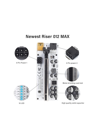 Oem Riser V012 Max 10 Kapasitör Ekran Kartı Yükseltici Pcı-E X16