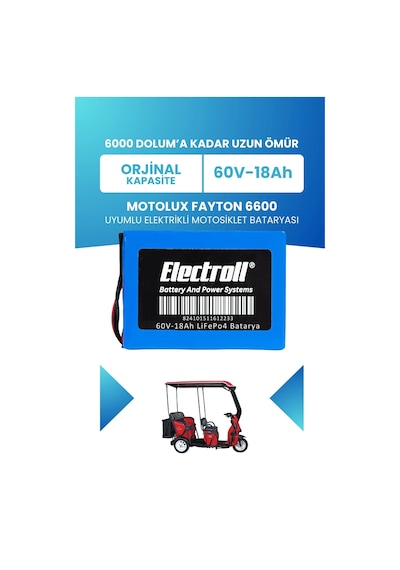 Motolux Fayton 6600 Batarya Standart Kapasite Lifepo4 60v 18ah Elektrikli Motosiklet Bataryası