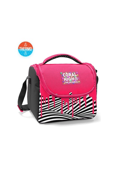 Coral High Kids Pembe Siyah Beyaz Desenli Thermo Beslenme Çantası 22778 Pembe - Beyaz