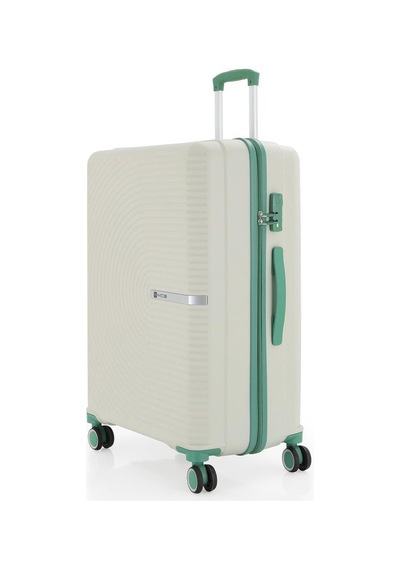 Mçs Bavul Büyük Ve Orta 2li Set Kırılmaz Silikon Valiz V374 Kemik/suyeşili Kemik