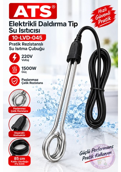 Daldırma Tip Su Isıtıcısı 220v 1500w Elektrikli Su Isıtıcı Rezistans Sıvı Isıtıcı Termostatlı Isıtıcı
