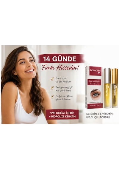 Natural %98 Doğal İçerikli Ve Hidrolize Keratinli Kaş Kirpik Bakım Serumu 14 Günde Etkili Özel Seri Şeffaf