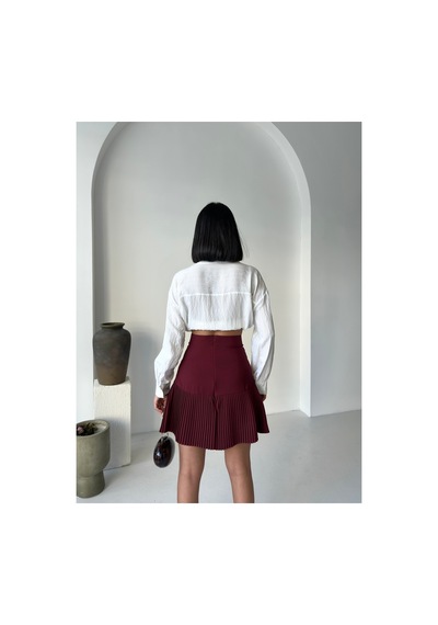 Target Ch Kadın Pileli Etek Siyah Bordo Bordo