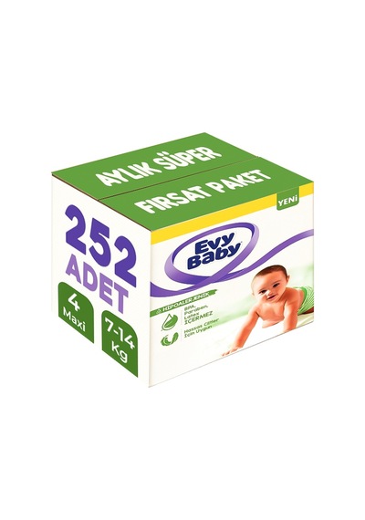 Evy Baby Bebek Bezi Beden:4 7-14kg Maxi 252 Adet Aylık Süper Fırsat 3'lü