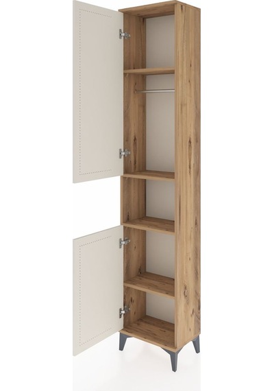 Arges Dolap 4 Raflı 2 Kapaklı Tek Askılı 44x30x221 Çam-aytaşı Çam