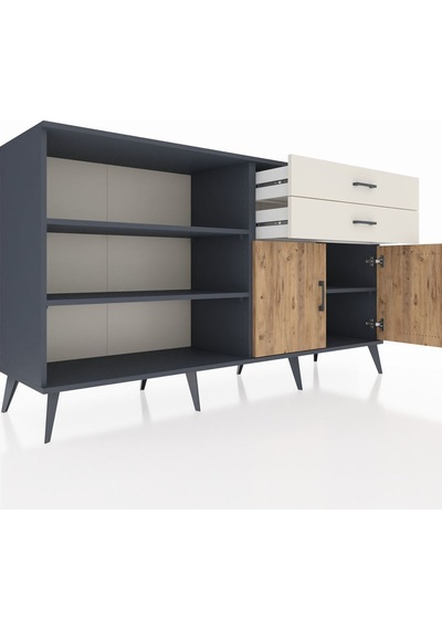 Hyperion Konsol 3 Raflı 2 Çekmeceli 2 Kapaklı 176x44x99 Antrasit- Antrasit-çam/aytaşı Hyperion Konsol 3 Raflı 2 Çekmeceli 2 Kapaklı 176x44x99 Antrasit- Antrasit-çam/aytaşı