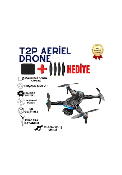 T2 Pro Drone 4k Üç Kameralı Gps Wifi Fpv 360 Engel Algılama Büyük Ekran Kumandalı Katlanabilir Drone-1597