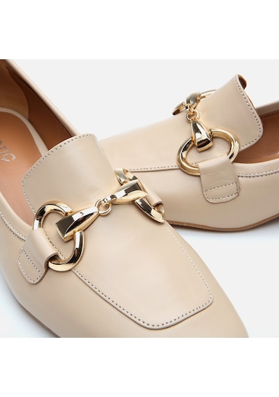 Hotiç Kadın Deri Bej Tokalı Kalın Topuklu Loafer 01ayh303990a310 Bej-beıge Bej