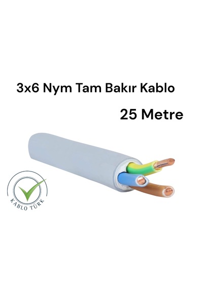 Kablo Türk 3x6 Nym Tam Bakır 25 Metre