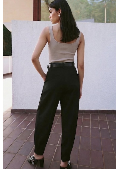 Sateen Talia Havuç Pantolon - Siyah-137377