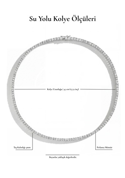 Su Yolu Kolye Döküm Pırlanta Işçiliği Dönme Yapmayan 3mm 45cm 001 - Beyaz
