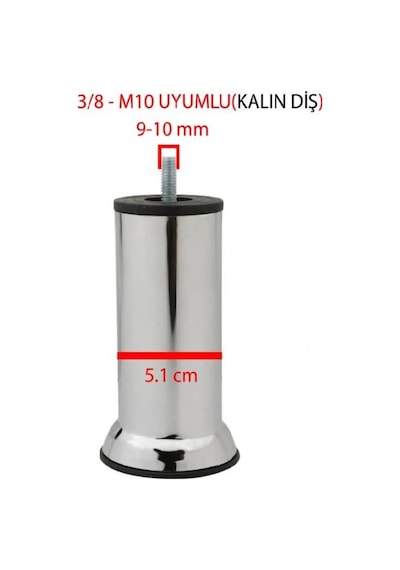 Baza Ayağı Krom 12 Cm M10 Gümüş