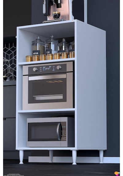 Alya Çok Amaçlı Mikrodalga Ve Mini Fırın Dolabı Mutfak Kiler Düzenleyici Standı 60x119x56 Cm Beyaz Alya Çok Amaçlı Mikrodalga Ve Mini Fırın Dolabı Mutfak Kiler Düzenleyici Standı 60x119x56 Cm Beyaz