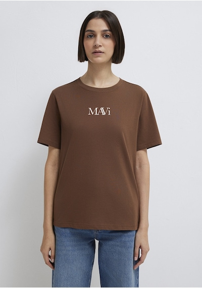 Mavi - Mavi Logo Baskılı Kahverengi Tişört 1611594-70243 Kahverengi