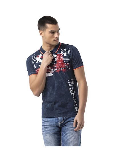 Cipo & Baxx Erkek Baskılı Polo Yaka Kısa Kollu Günlük Tişört - Ct795 Navyblue
