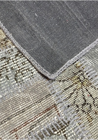 Modern Bohem Stil El Dokuması Vintage Halı Özel Tasarım Patchwork Koleksiyonu Gri